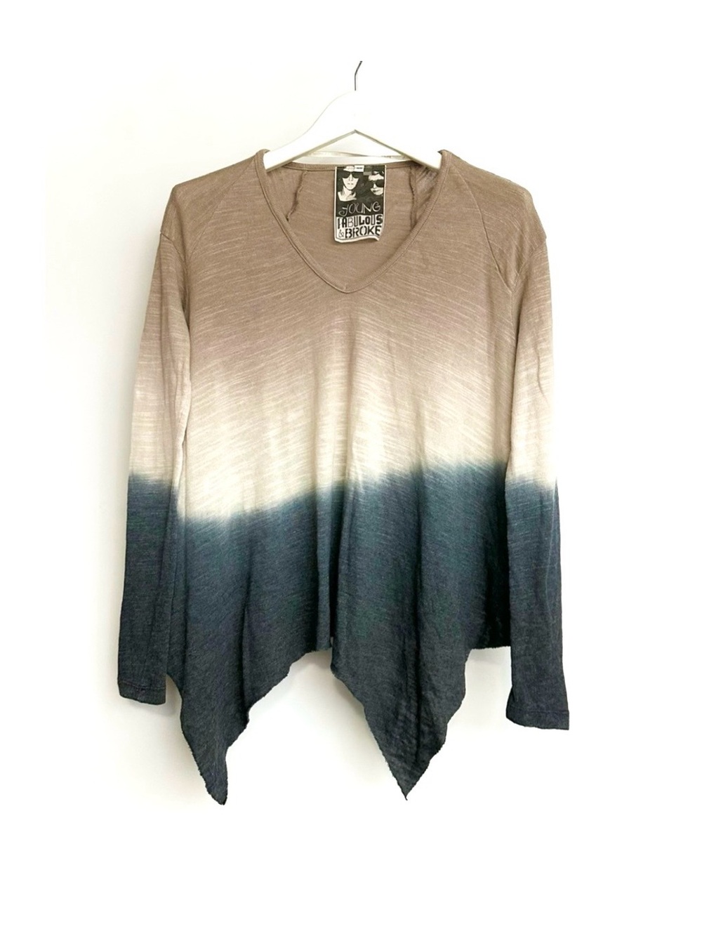 🎈YoungFabulous&Broke Ombre V-Neck Long Sleeve Top